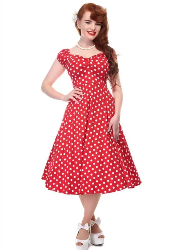 Collectif Dolores Polkadot 50's Swing Dress Red