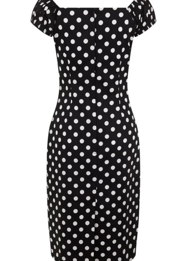 Collectif Dolores Polkadot 50's Pencil Dress Black