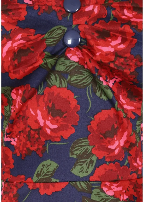 Collectif Dolores Roses 50's Swing Dress Navy