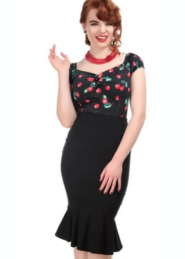 Collectif Dolores 50's Cherry Top Black