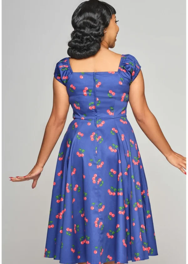 Collectif Dolores 50's Cherry Swing Dress Navy