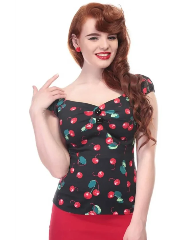 Collectif Dolores 50's Cherry Top Black