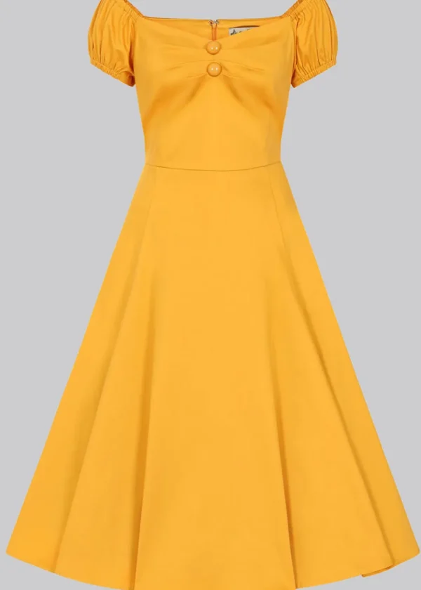 Collectif Dolores 50's Swing Dress Mustard