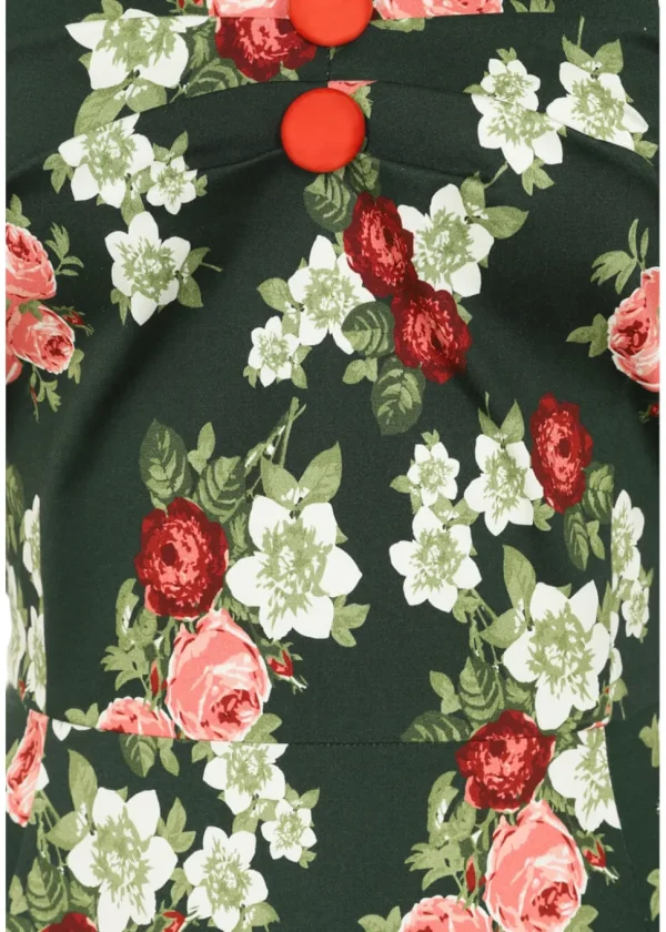 Collectif Dolores Vintage Bloom 50's Swing Dress Green