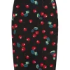 Collectif Fiona 50's Cherry Pencil Skirt Black Red Multi