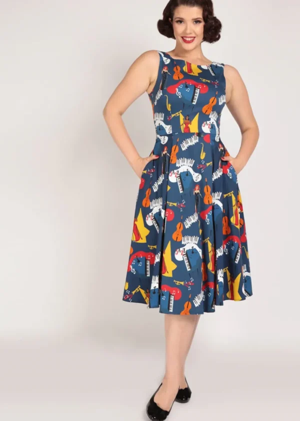 Collectif Frances Jazz 50's Swing Dress Multi