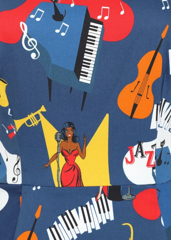 Collectif Frances Jazz 50's Swing Dress Multi