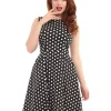 Collectif Hepburn Polkadot 50's Swing Dress Black White