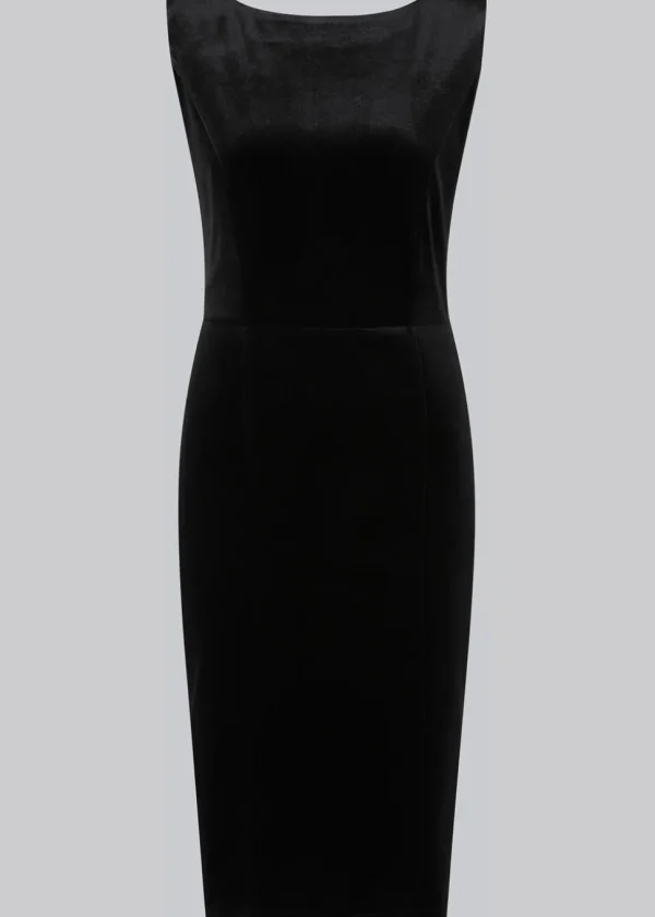 Collectif Hepburn Velvet 50's Pencil Dress Black