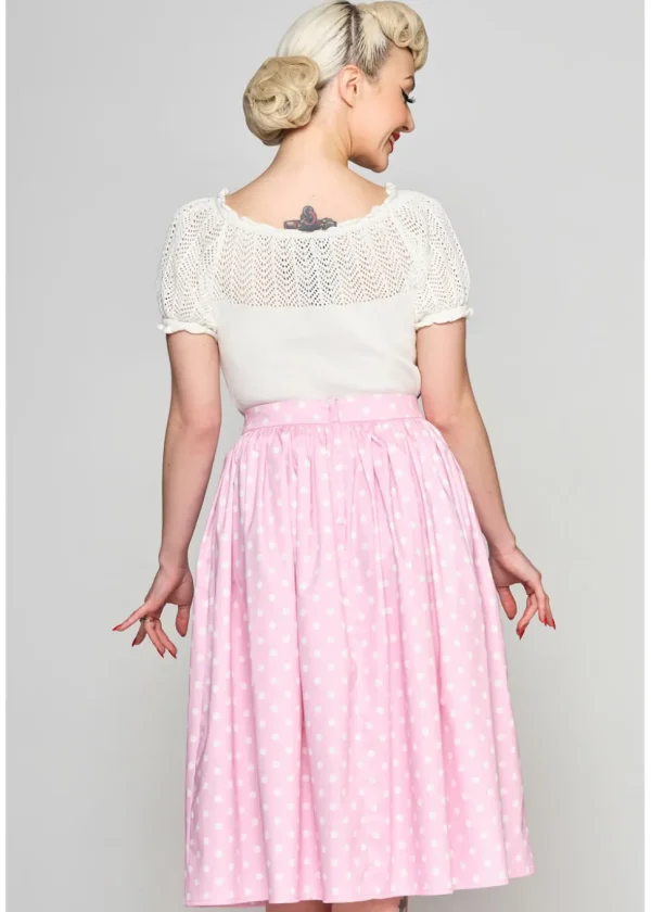 Collectif Jasmine Polka 50's Swing Skirt Pink