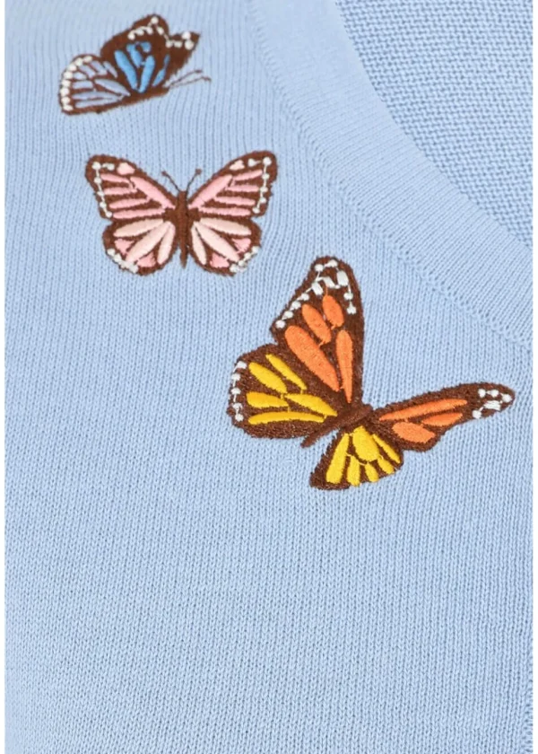 Collectif Jessie Butterfly Fields 40's Cardigan Light Blue