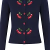 Collectif Jessie 50's Cherries Cardigan Navy Blue