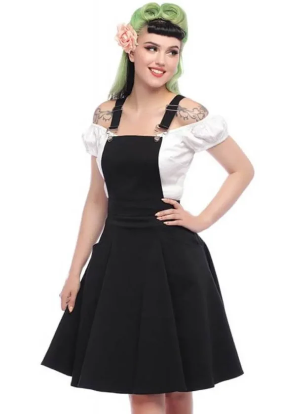 Collectif Kayden Braces 50's Swing Dress Black