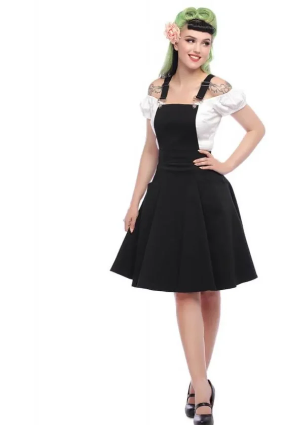Collectif Kayden Braces 50's Swing Dress Black