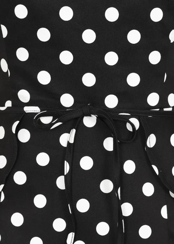 Collectif Lilla Polka 50's Peplum Pencil Dress Black White