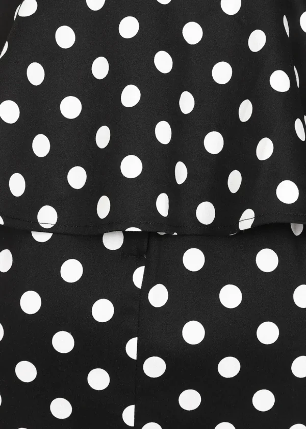Collectif Lilla Polka 50's Peplum Pencil Dress Black White
