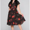 Collectif Liza Spinners Web 50's Swing Dress Black