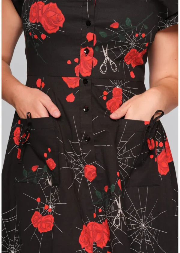 Collectif Liza Spinners Web 50's Swing Dress Black