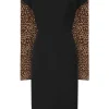 Collectif Lorelei Leopard 50's Pencil Dress Black