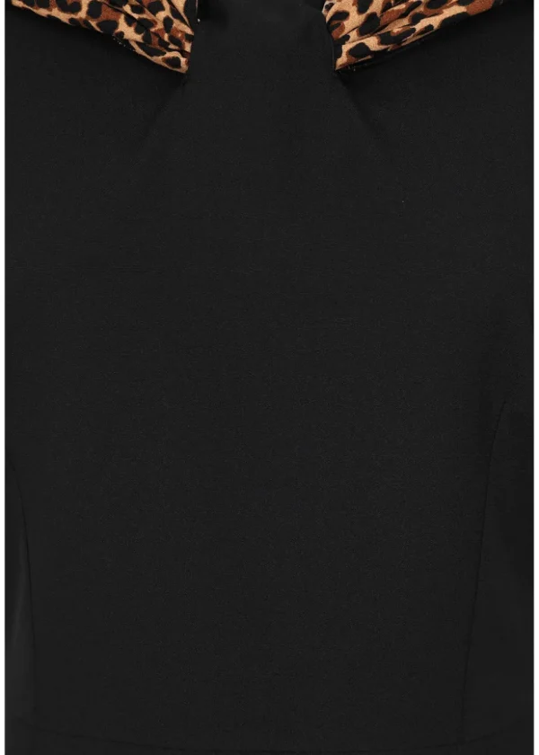 Collectif Lorelei Leopard 50's Pencil Dress Black