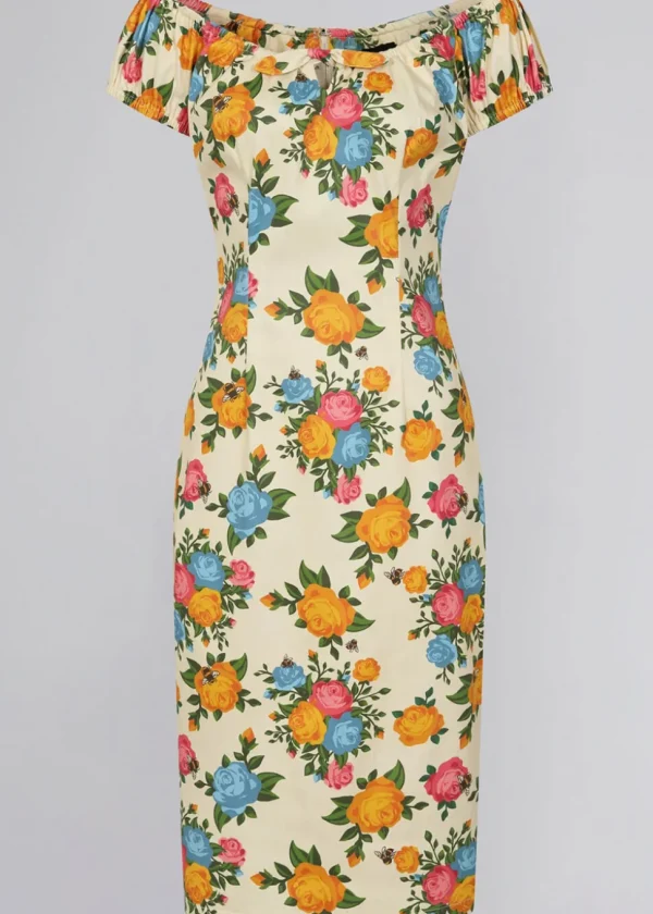 Collectif Lorena Rose Garden 50's Pencil Dress Multi