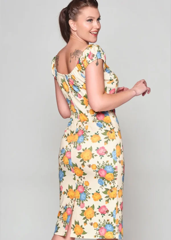 Collectif Lorena Rose Garden 50's Pencil Dress Multi