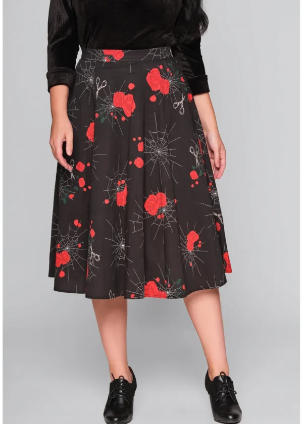Collectif Matilde Spinners Web 50's Swing Skirt Black