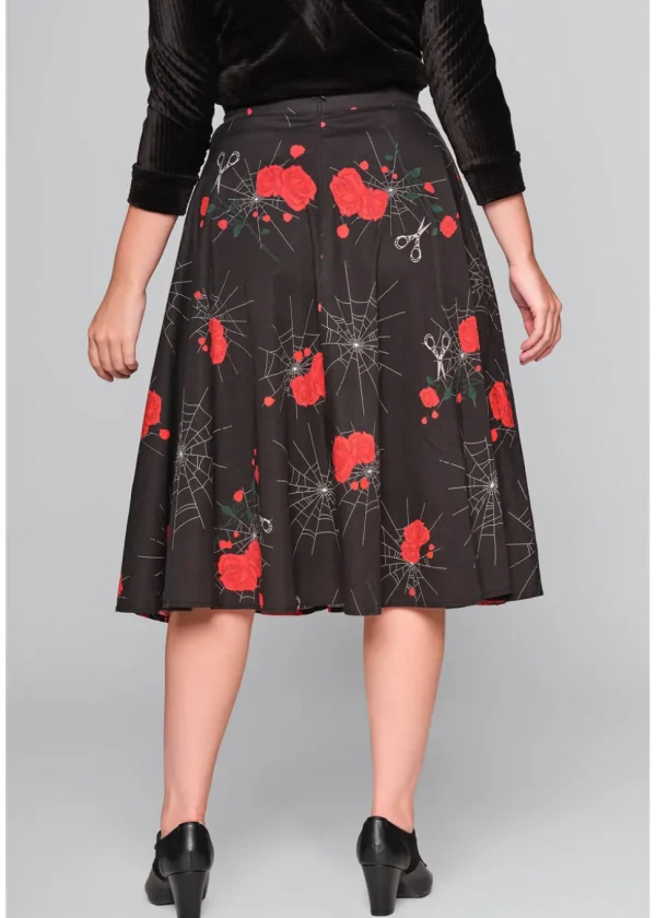 Collectif Matilde Spinners Web 50's Swing Skirt Black