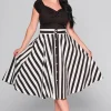 Collectif Megan Striped 40's Skirt Black White