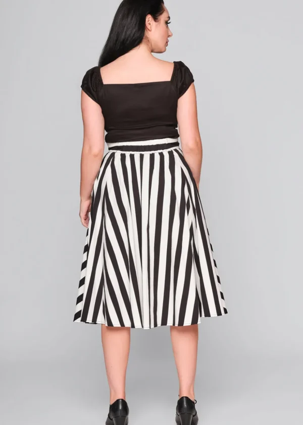 Collectif Megan Striped 40's Skirt Black White