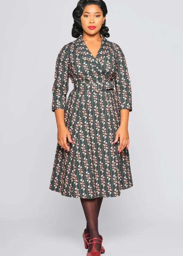 Collectif Penelope Wallflower 50's Swing Dress Green