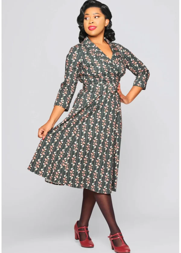 Collectif Penelope Wallflower 50's Swing Dress Green