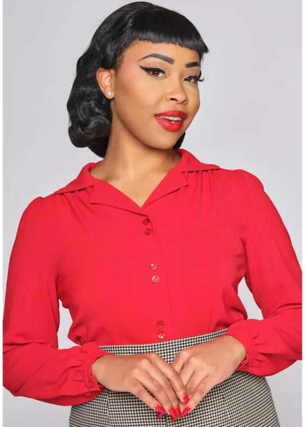 Collectif Pepper 40's Blouse Red