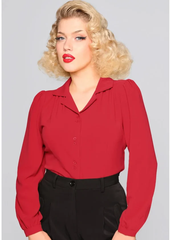 Collectif Pepper 40's Blouse Red