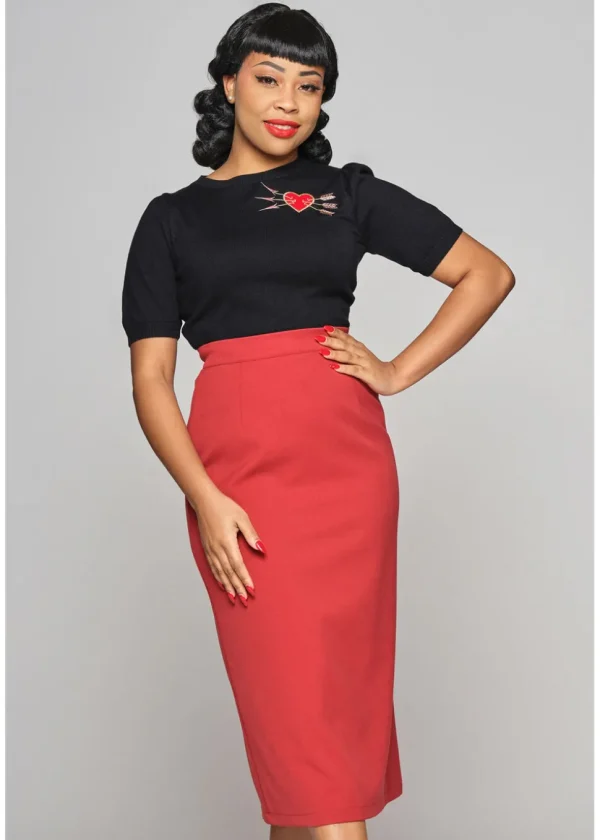 Collectif Posey 50's Pencil Skirt Red