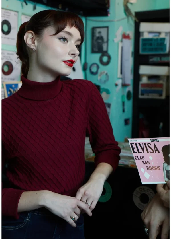 Collectif Rai 50's Jumper in Burgundy