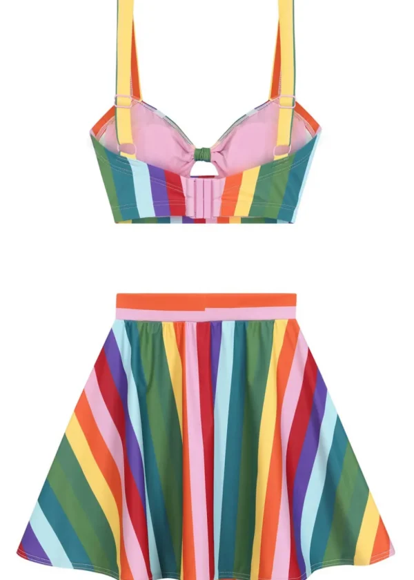 Collectif Rainbow Stripes 60's Bikini Top Multi