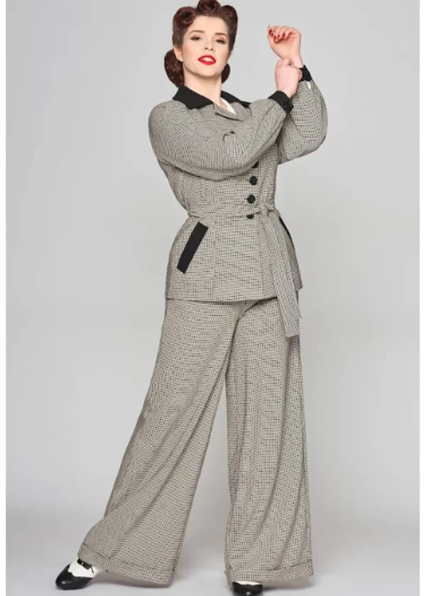 Collectif Rosemary Dogtooth Jas Zwart Wit