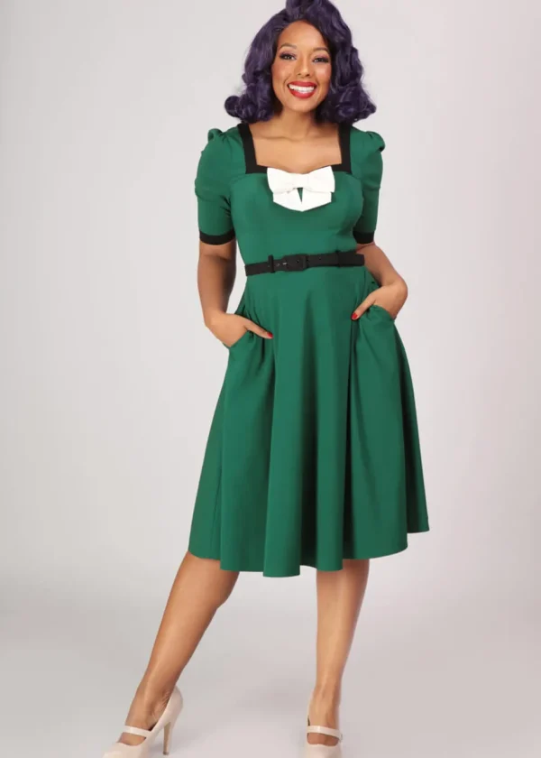 Collectif Sadie 50's Swing Dress Green