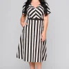 Collectif Valeria Striped 40's Swing Dress Black White