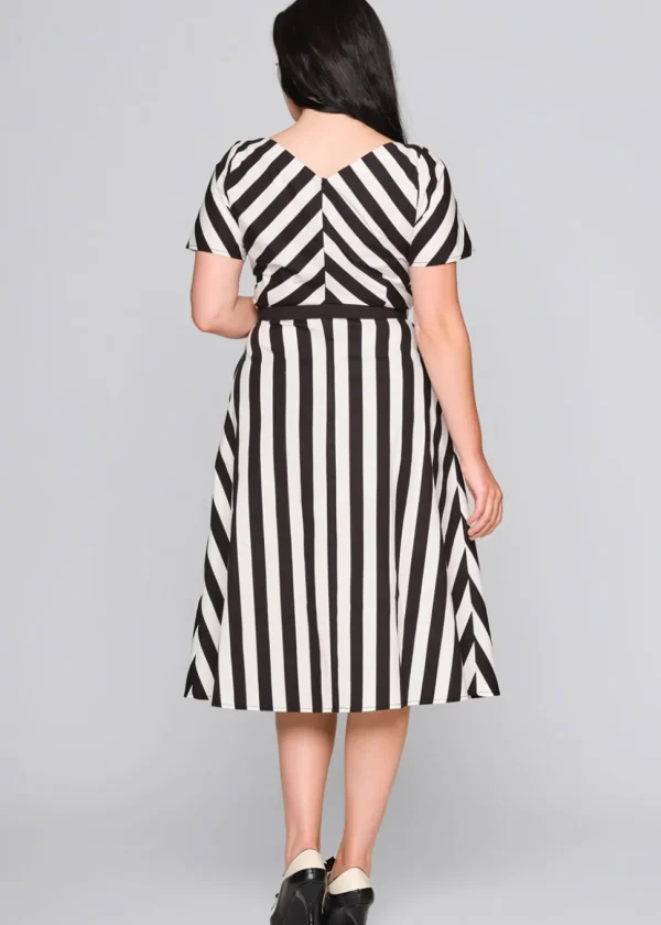 Collectif Valeria Striped 40's Swing Dress Black White
