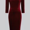 Collectif Vanessa Velvet 50's Pencil Dress Red