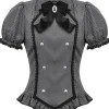 Dark In Love Lovett Cat Cameo Stripe Blouse Gray
