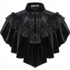 Dark In Love Rose Buds Velvet Cape Black