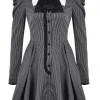 Dark In Love Scissors Stripes 60's Dress Black White