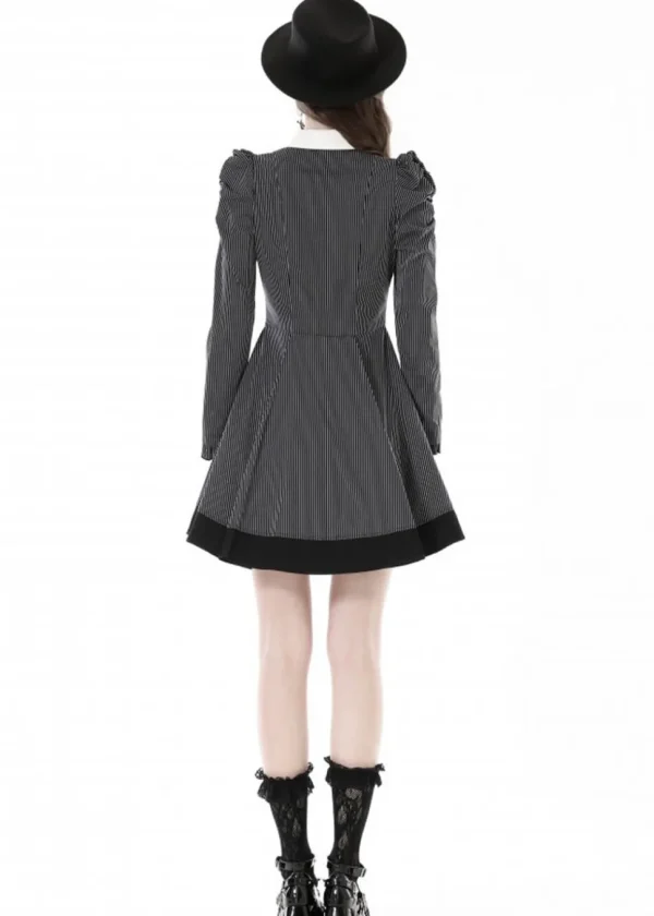 Dark In Love Scissors Stripes 60's Dress Black White