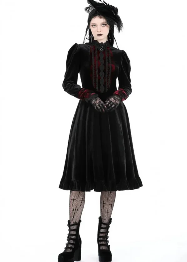 Dark In Love Vampire Scarlet Velvet Dress Black Red
