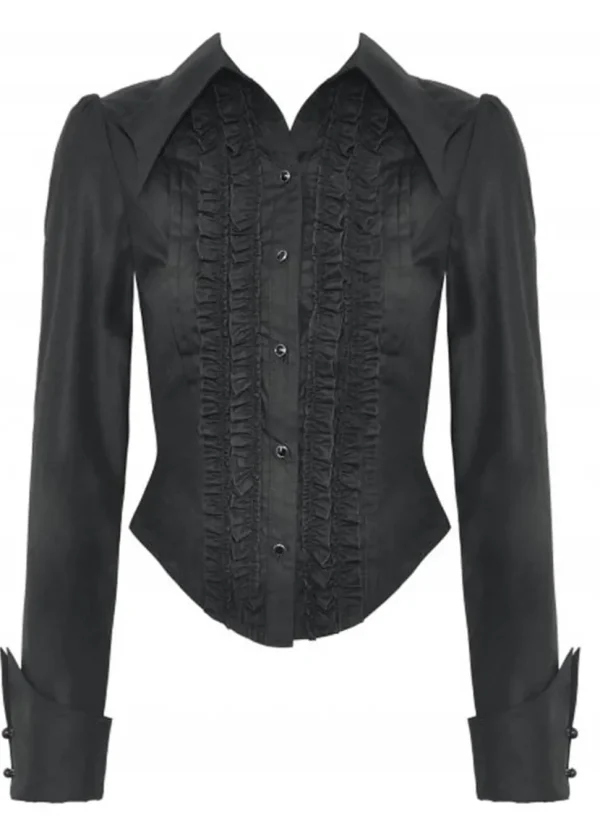 Dark In Love Victorian Ruffles Blouse Black