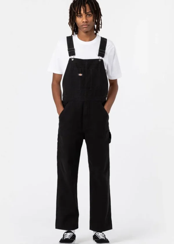 Dickies Men's Canvas Bib Dungarees Black