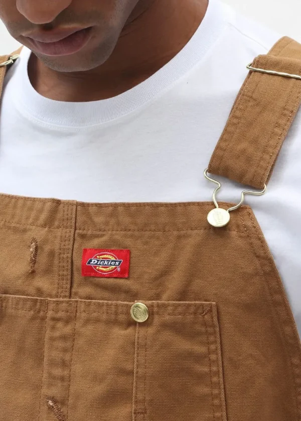 Dickies Men's Canvas Bib Dungarees Brown